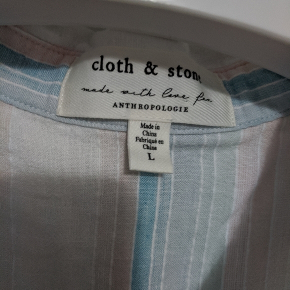 Anthropologie Cloth & Stone Liya Linen Tie Top L - Picture 4 of 5